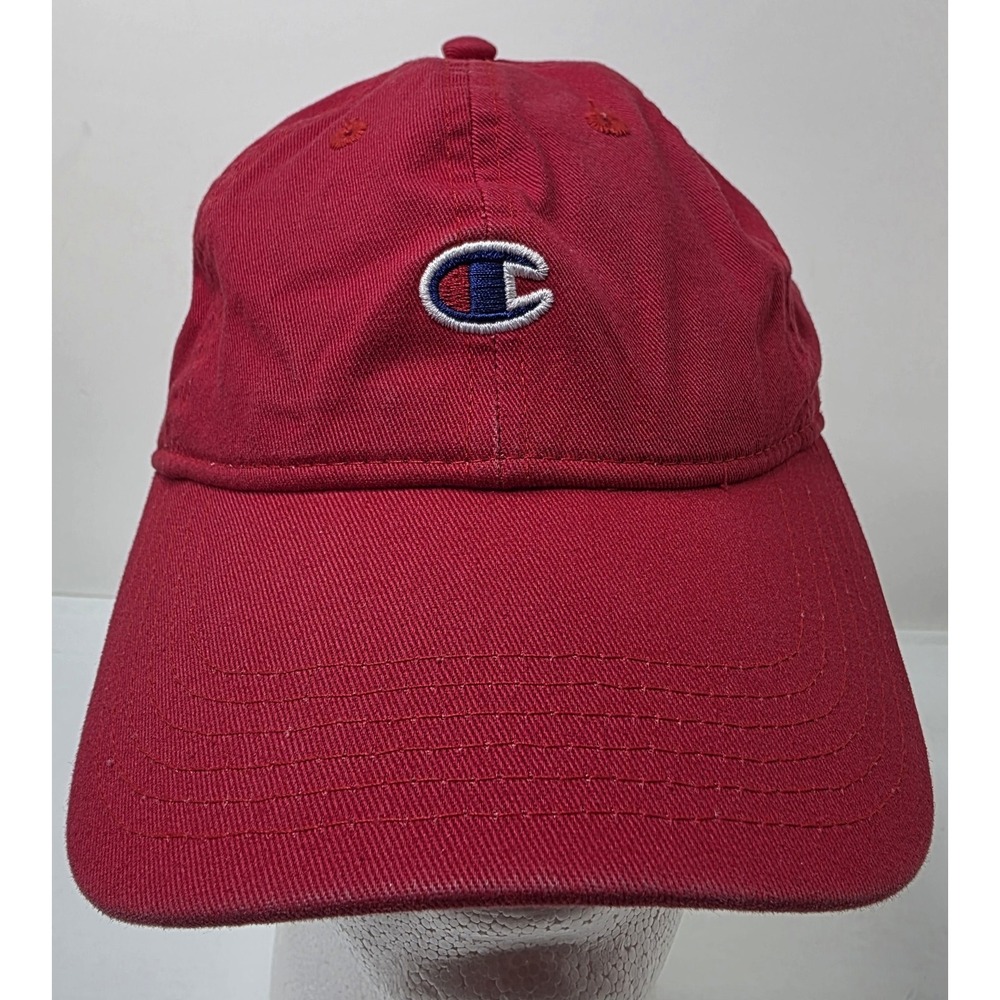 Champion Hat Cap Strap Back Adult One Size Red 100% Cotton Golf Baseball